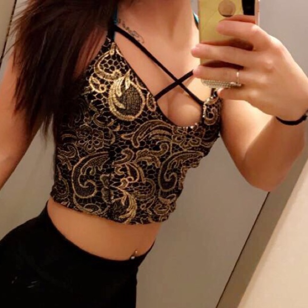 Gold and black crop top